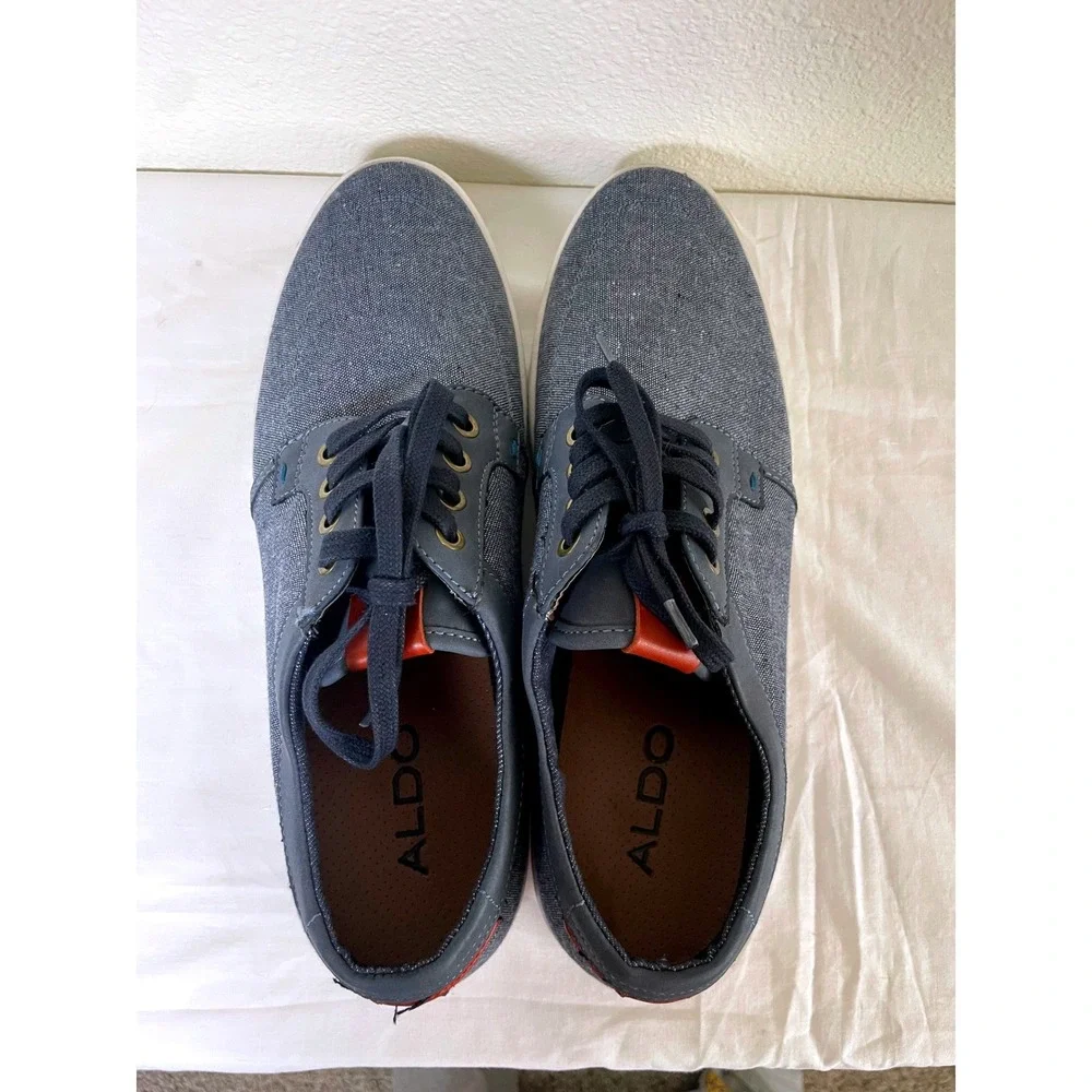 ALDO Mens 10 Lace Up Sneakers Blue Chambray Low‎ Top Casual Shoes Excellent